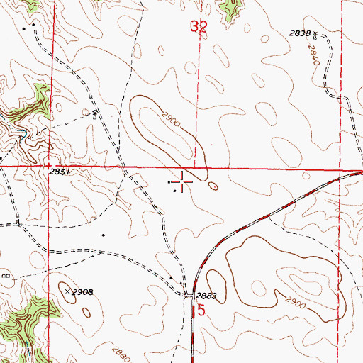 Topographic Map of Two Strike Census Designated Place, SD