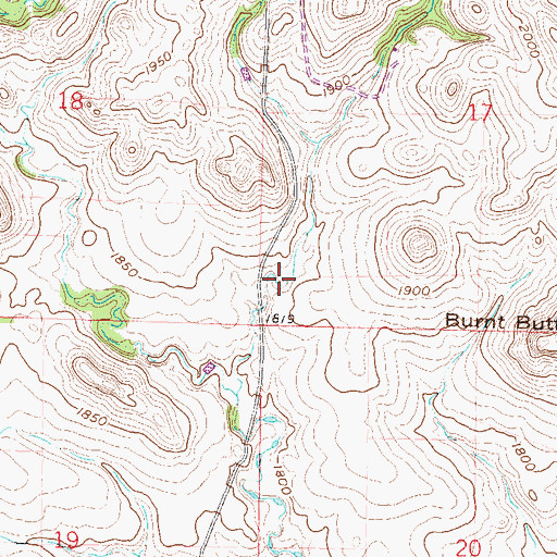 Topographic Map of Unorganized Territory of Burnt Creek-Riverview, ND