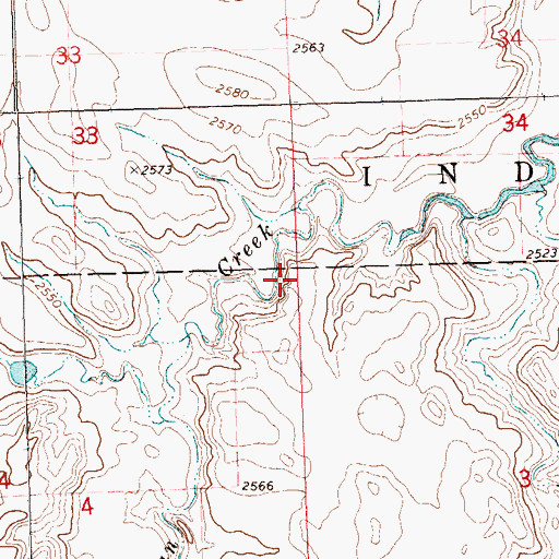 Topographic Map of Unorganized Territory of Central Hettinger, ND