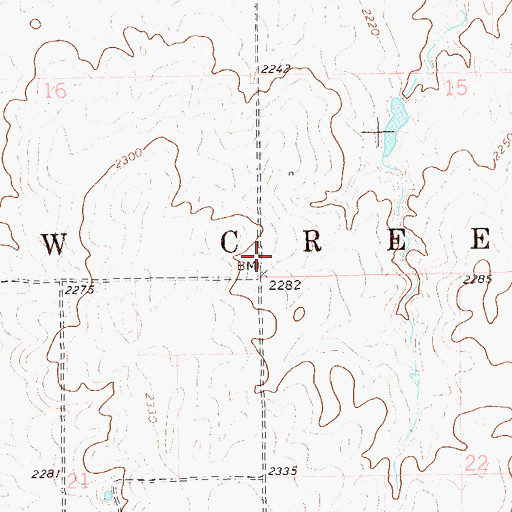 Topographic Map of Unorganized Territory of Cow Creek, ND