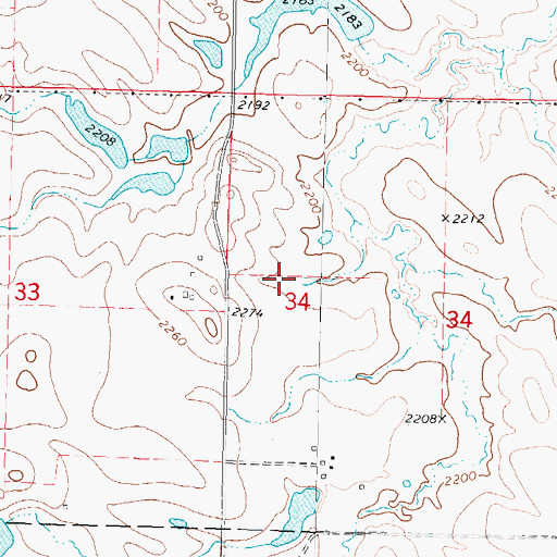 Topographic Map of Unorganized Territory of Grandview, SD