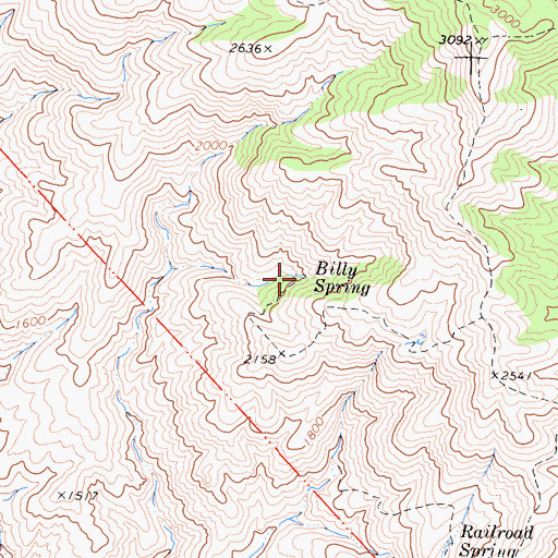 Topographic Map of Billy Spring, CA