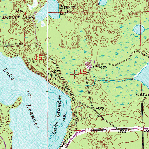 Topographic Map of Unorganized Territory of Leander Lake (historical), MN