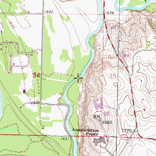 Topographic Map of Unorganized Territory of Lincoln-Fort Rice, ND