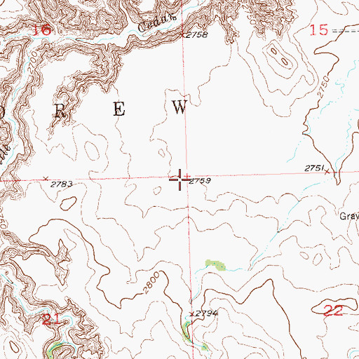 Topographic Map of Unorganized Territory of Mildrew (historical), SD