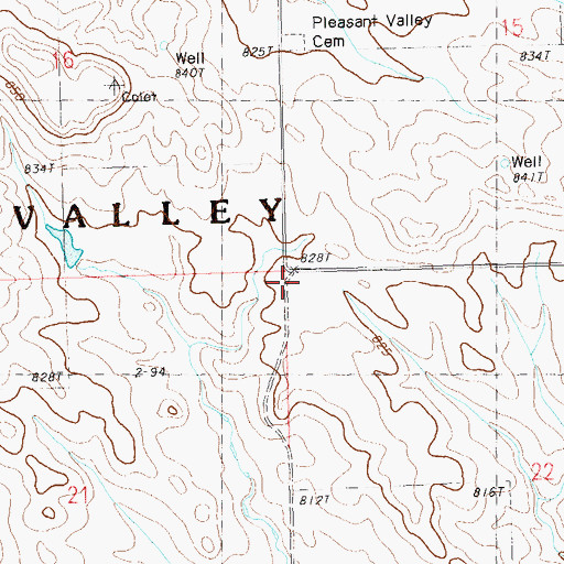 Topographic Map of Unorganized Territory of Pleasant Valley, SD