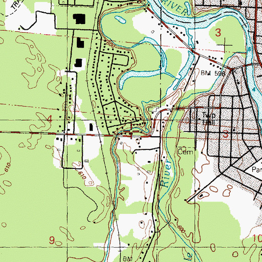 Topographic Map of Au Sable Census Designated Place, MI
