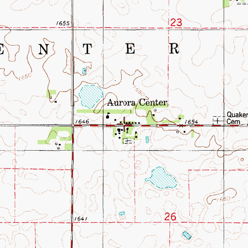 Topographic Map of Aurora Center Census Designated Place, SD