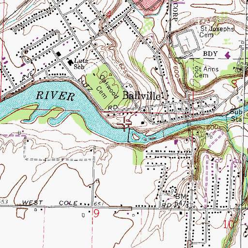 Topographic Map of Ballville Census Designated Place, OH