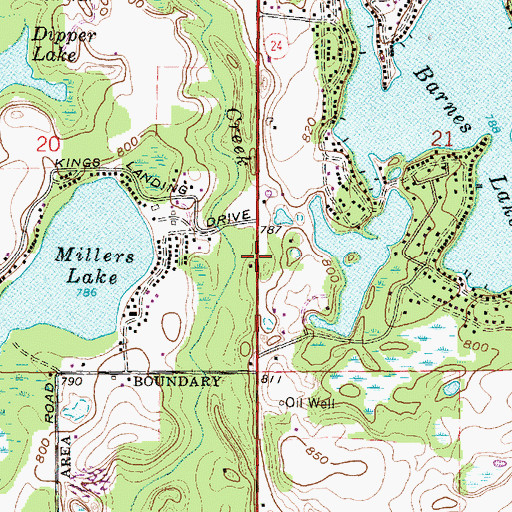Topographic Map of Barnes Lake-Millers Lake Census Designated Place, MI