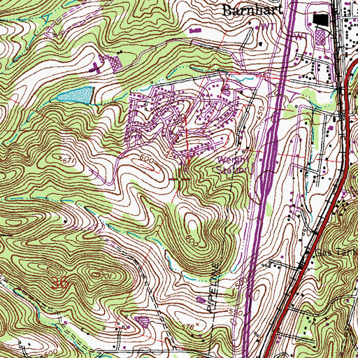 Topographic Map of Barnhart Census Designated Place, MO