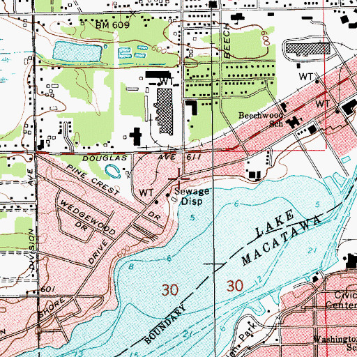 Topographic Map of Beechwood Census Designated Place, MI