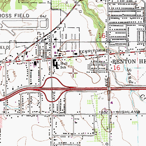 Topographic Map of Benton Heights Census Designated Place, MI