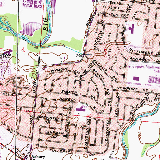 Topographic Map of Blacklick Estates Census Designated Place, OH
