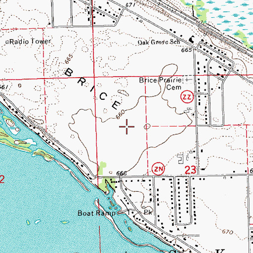 Topographic Map of Brice Prairie Census Designated Place, WI