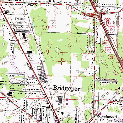 Topographic Map of Bridgeport Census Designated Place, MI