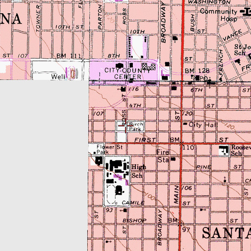 Topographic Map of Birch Park, CA