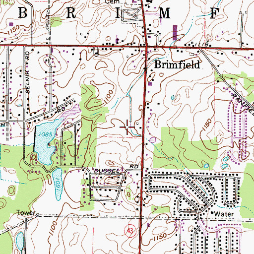 Topographic Map of Brimfield Census Designated Place, OH