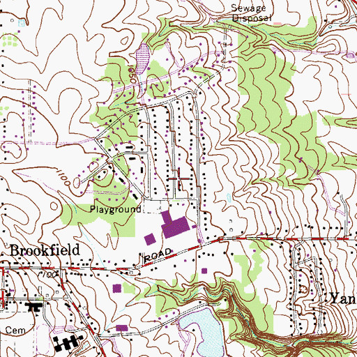 Topographic Map of Brookfield Center Census Designated Place, OH