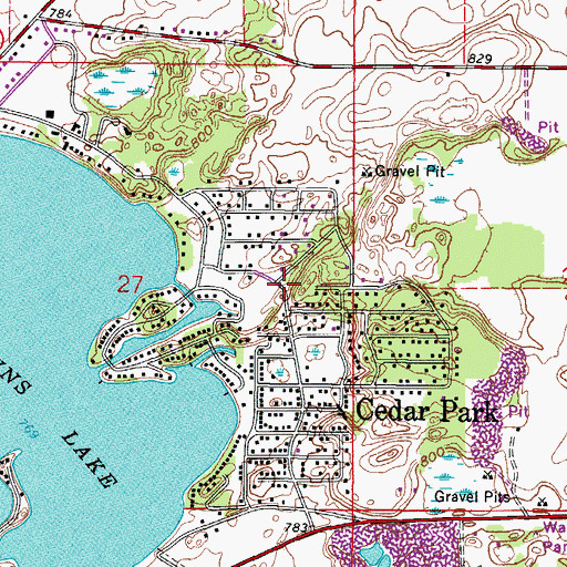 Topographic Map of Browns Lake Census Designated Place, WI