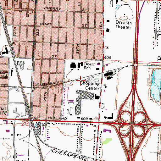 Topographic Map of Buena Vista Census Designated Place, MI