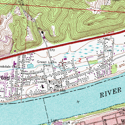 Topographic Map of Burlington Census Designated Place, OH
