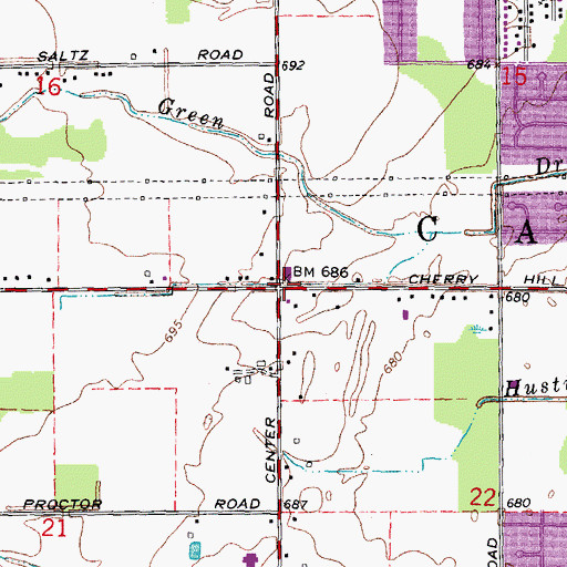 Topographic Map of Canton Census Designated Place, MI