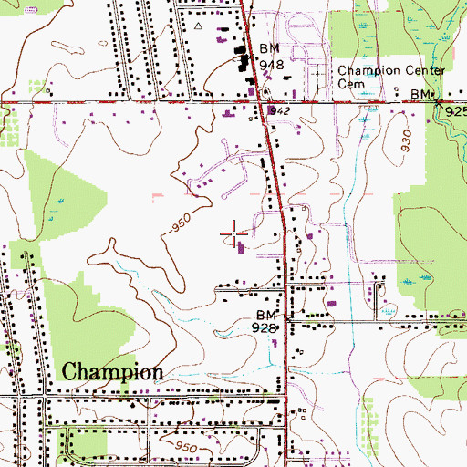 Topographic Map of Champion Heights Census Designated Place, OH