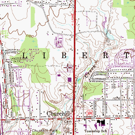 Topographic Map of Churchill Census Designated Place, OH