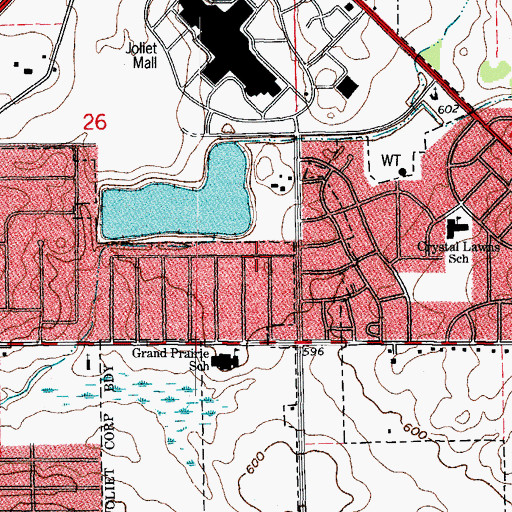 Topographic Map of Crystal Lawns Census Designated Place, IL