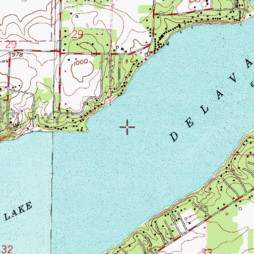 Topographic Map of Delavan Lake Census Designated Place, WI
