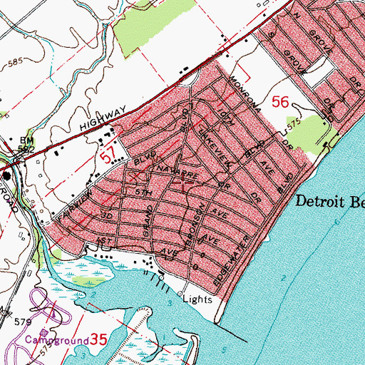 Topographic Map of Detroit Beach Census Designated Place, MI