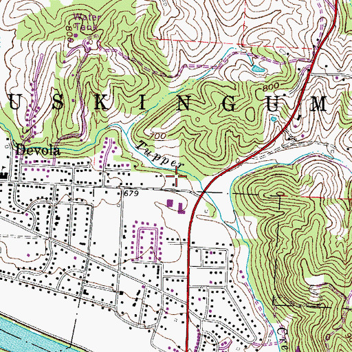 Topographic Map of Devola Census Designated Place, OH