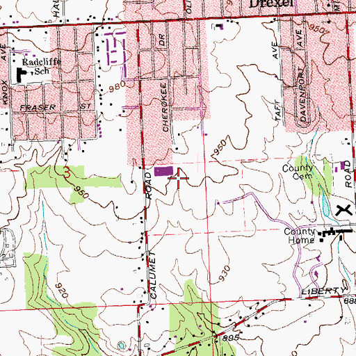 Topographic Map of Drexel Census Designated Place, OH