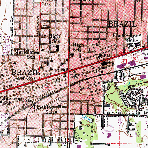 Topographic Map of City of Brazil, IN