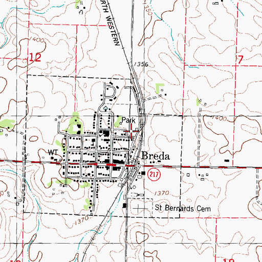 Topographic Map of City of Breda, IA