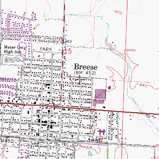 Topographic Map of City of Breese, IL