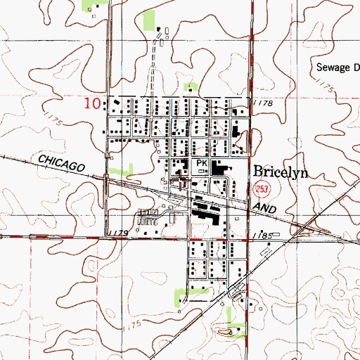 Topographic Map of City of Bricelyn, MN