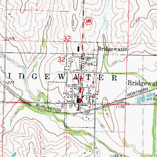 Topographic Map of City of Bridgewater, IA