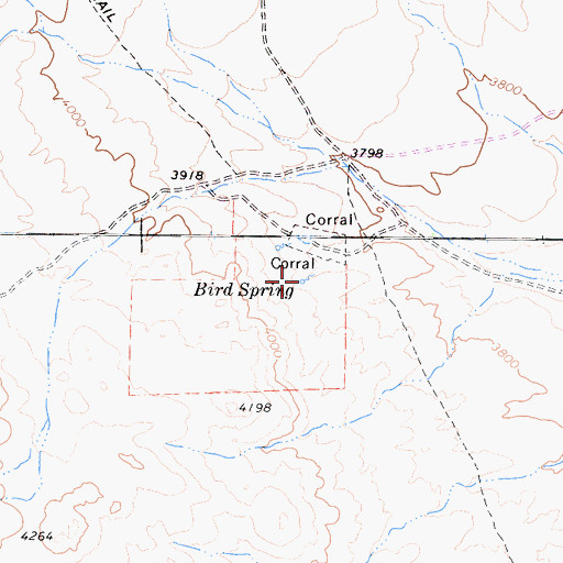 Topographic Map of Bird Spring, CA
