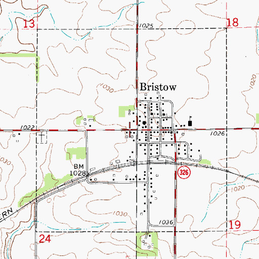 Topographic Map of City of Bristow, IA