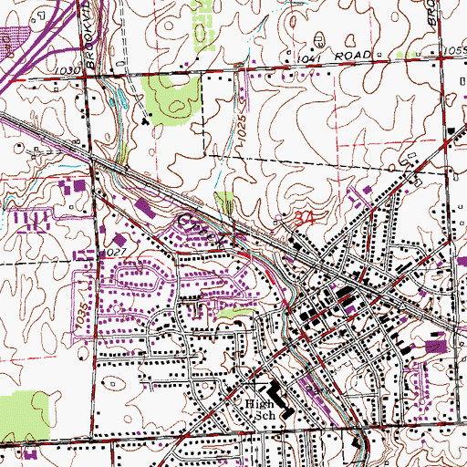 Topographic Map of City of Brookville, OH