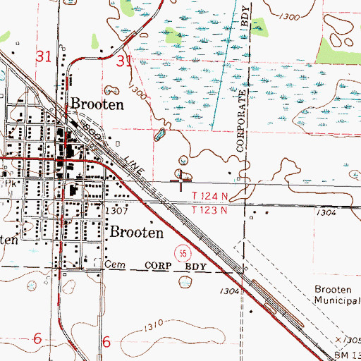 Topographic Map of City of Brooten, MN