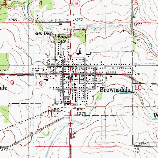 Topographic Map of City of Brownsdale, MN
