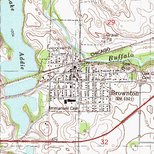 Topographic Map of City of Brownton, MN