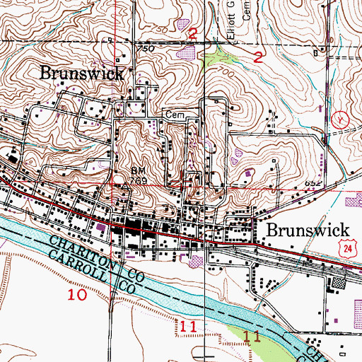 Topographic Map of City of Brunswick, MO