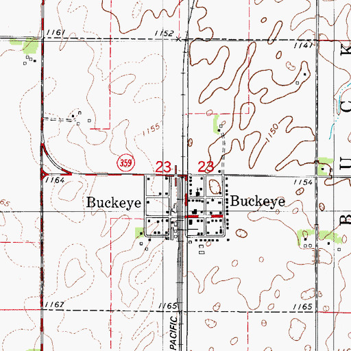 Topographic Map of City of Buckeye, IA