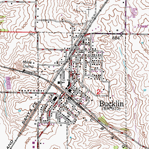 Topographic Map of City of Bucklin, MO