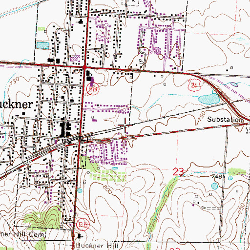 Topographic Map of City of Buckner, MO