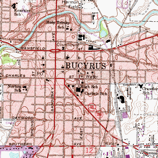 Topographic Map of City of Bucyrus, OH